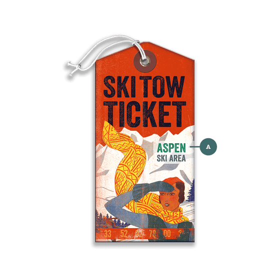 Mountain View Ski Tow Ticket - Luggage Tag