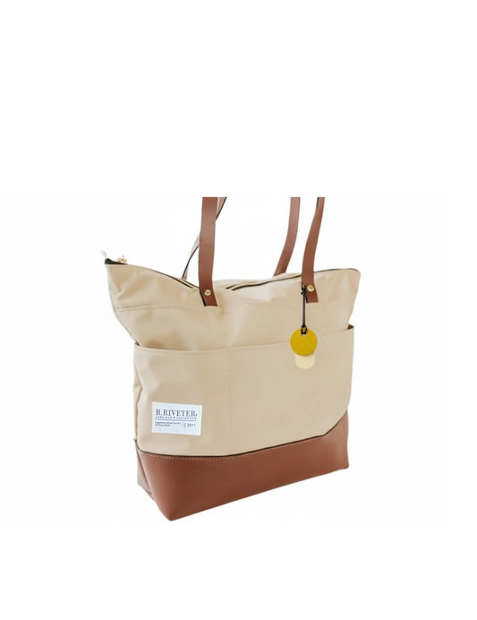 Harriet | Khaki Nylon + Brown Leather
