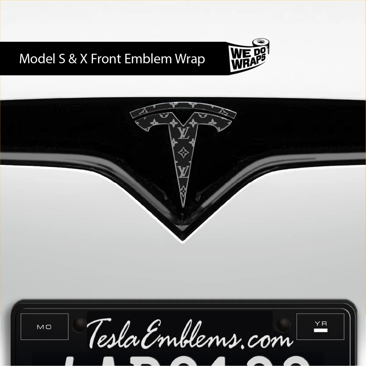 Designer LV Tesla Pattern Tesla Emblem Decals (Front + Back) | Model X