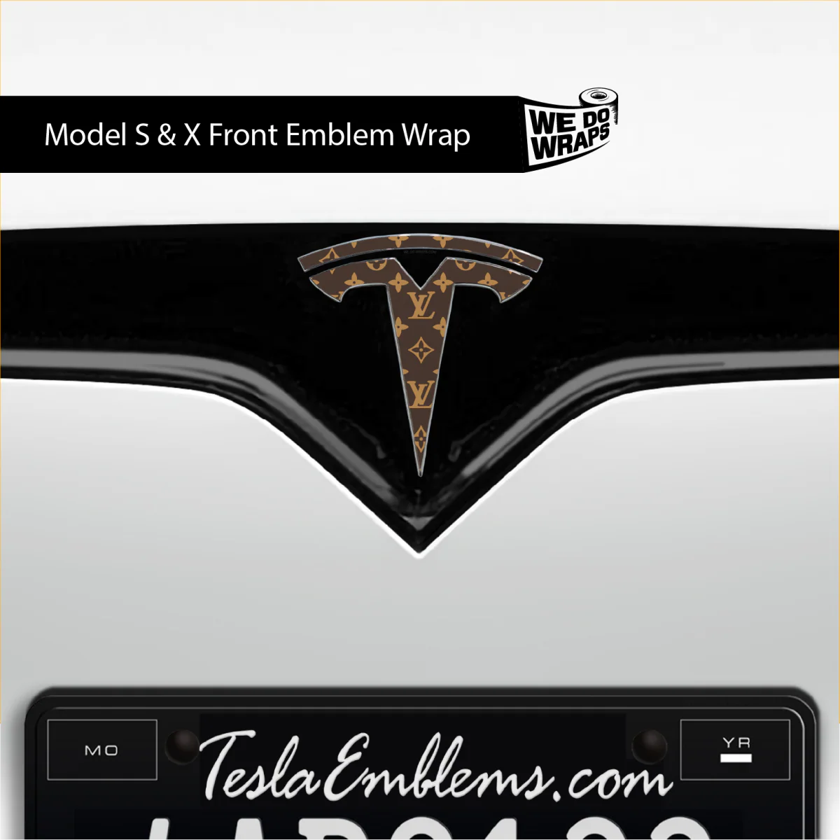 Designer LV Tesla Pattern Tesla Emblem Decals (Front + Back) | Model X