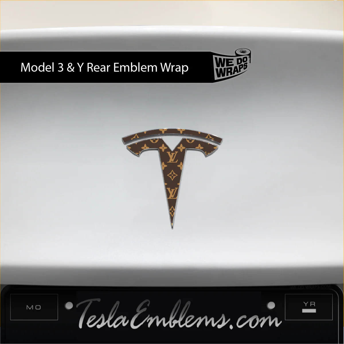 Designer LV Tesla Pattern Tesla Emblem Decals (Front + Back) | Model X