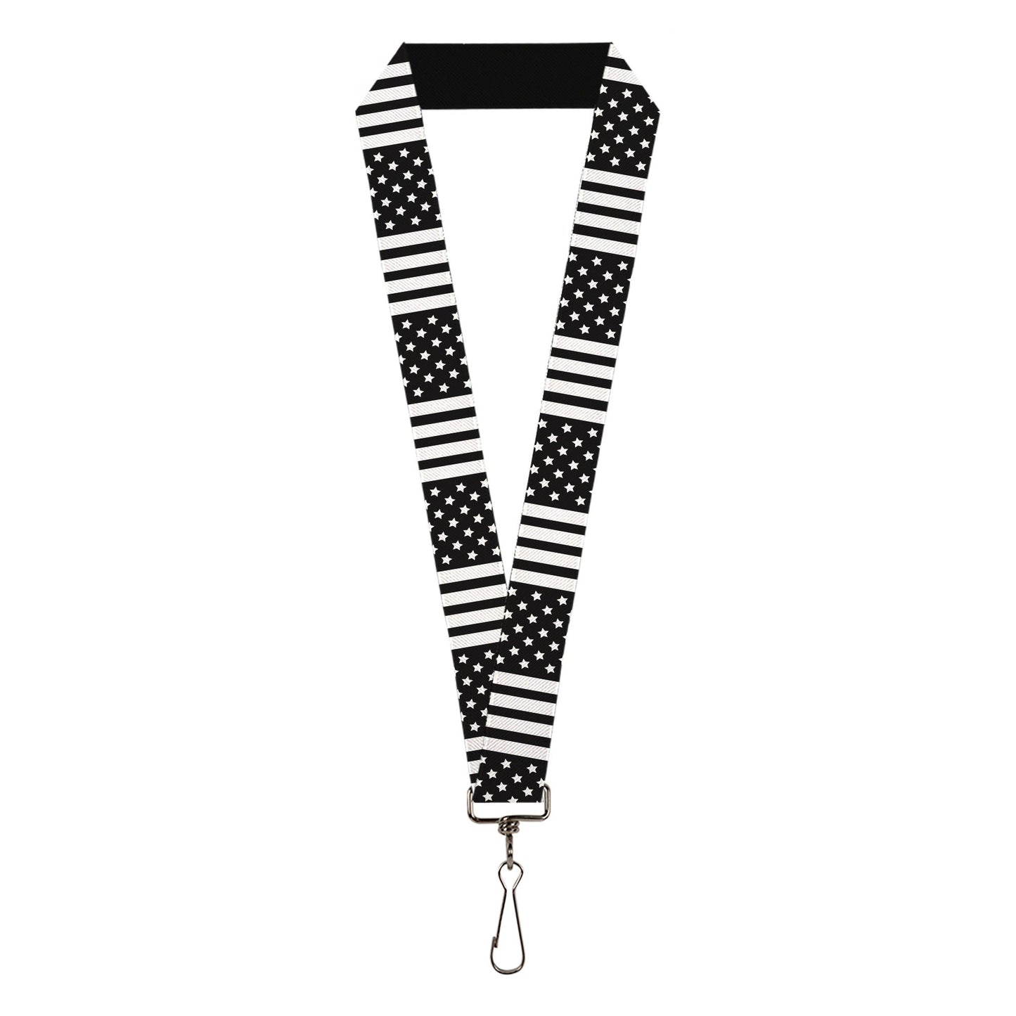 Lanyard - 1.0" - American Flag CLOSE-UP Black White