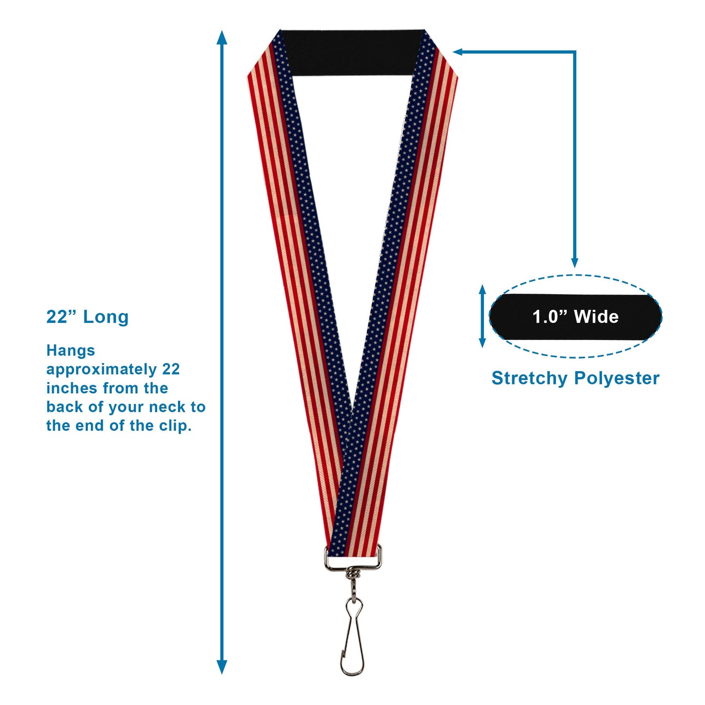 Lanyard - 1.0" - American Flag Stripe