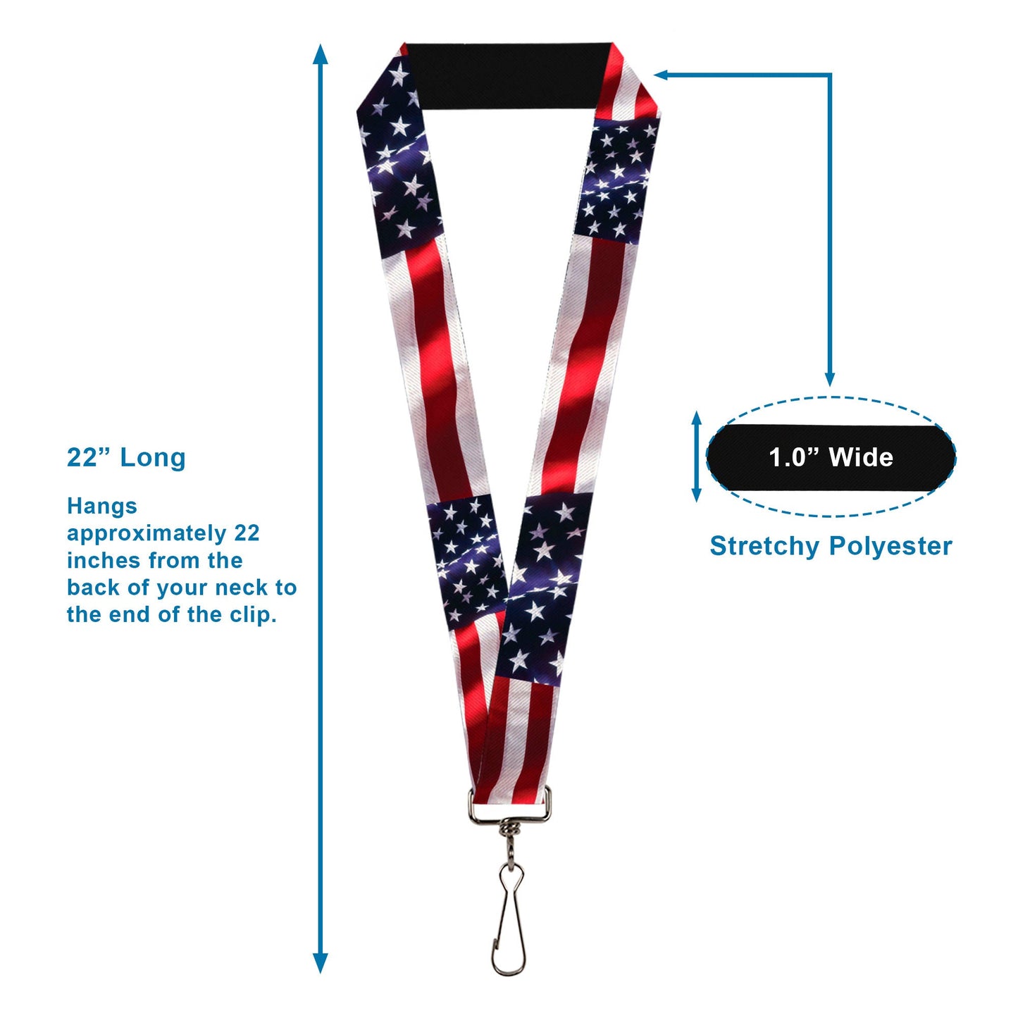 Lanyard - 1.0" - American Flag Vivid CLOSE-UP