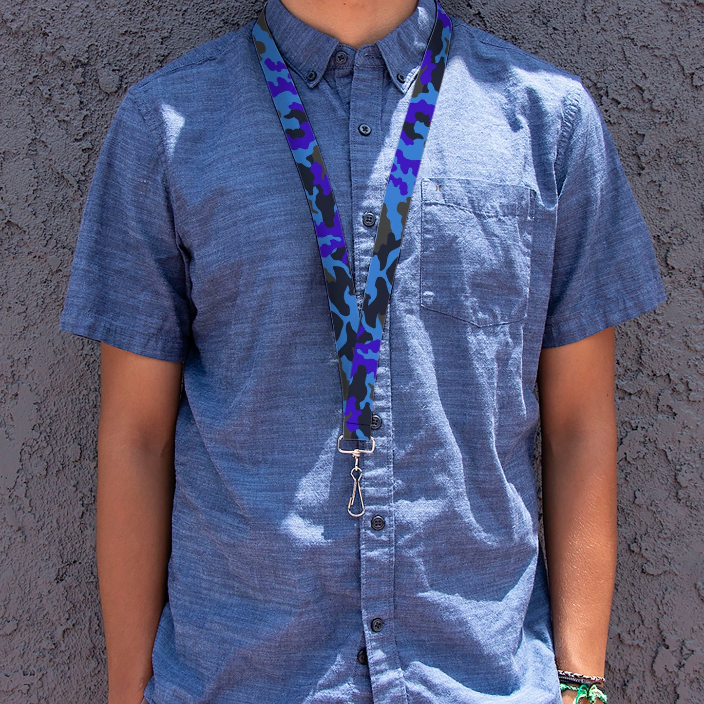 Lanyard - 1.0" - Camo Blue
