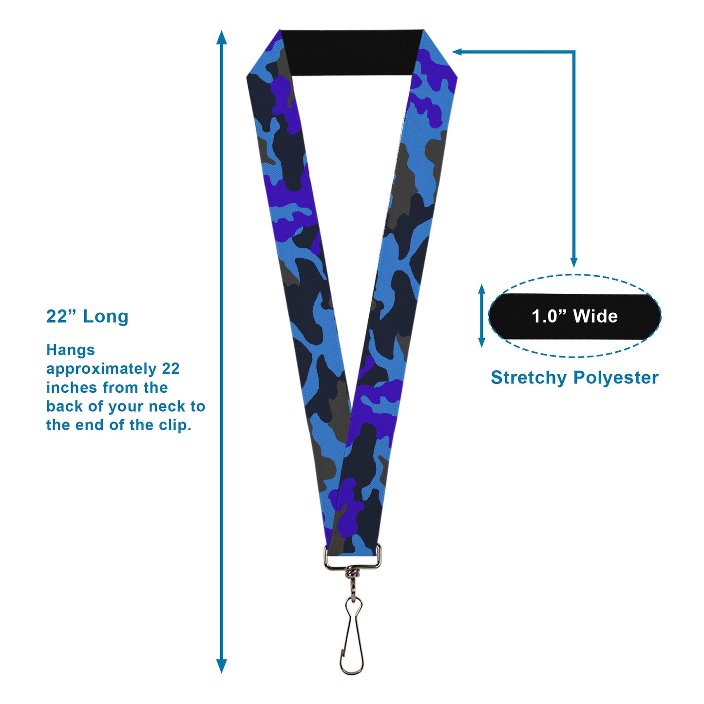 Lanyard - 1.0" - Camo Blue