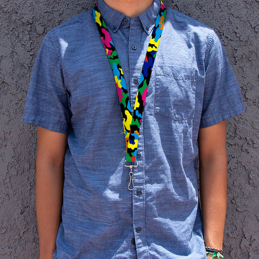Lanyard - 1.0" - Camo Multi Neon