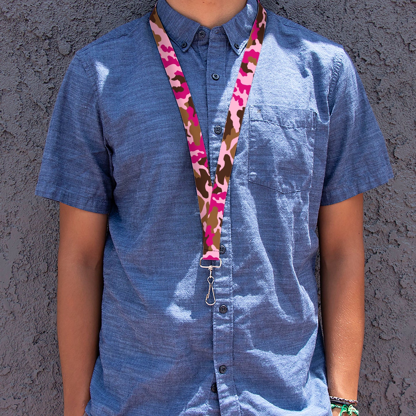 Lanyard - 1.0" - Camo Pink