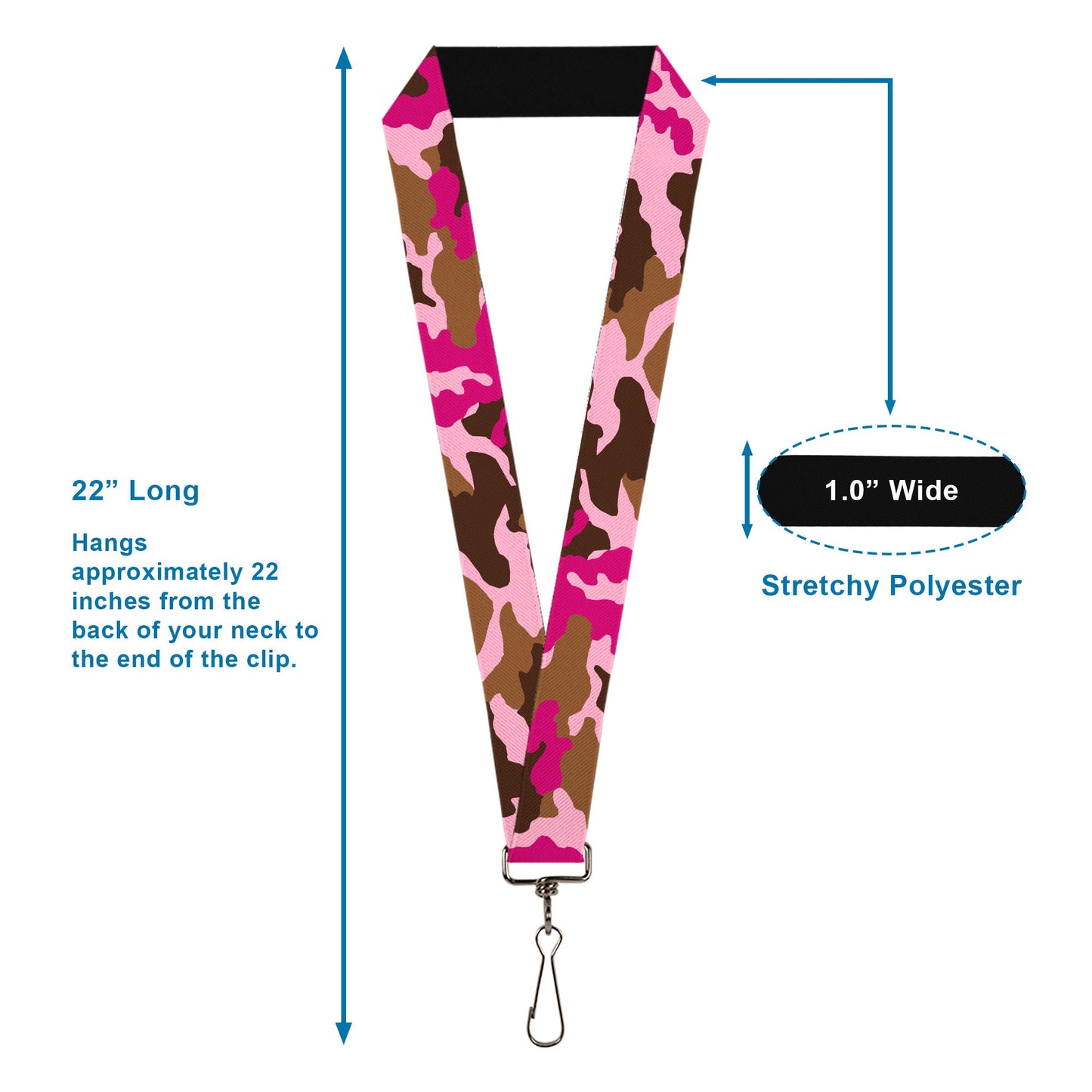 Lanyard - 1.0" - Camo Pink