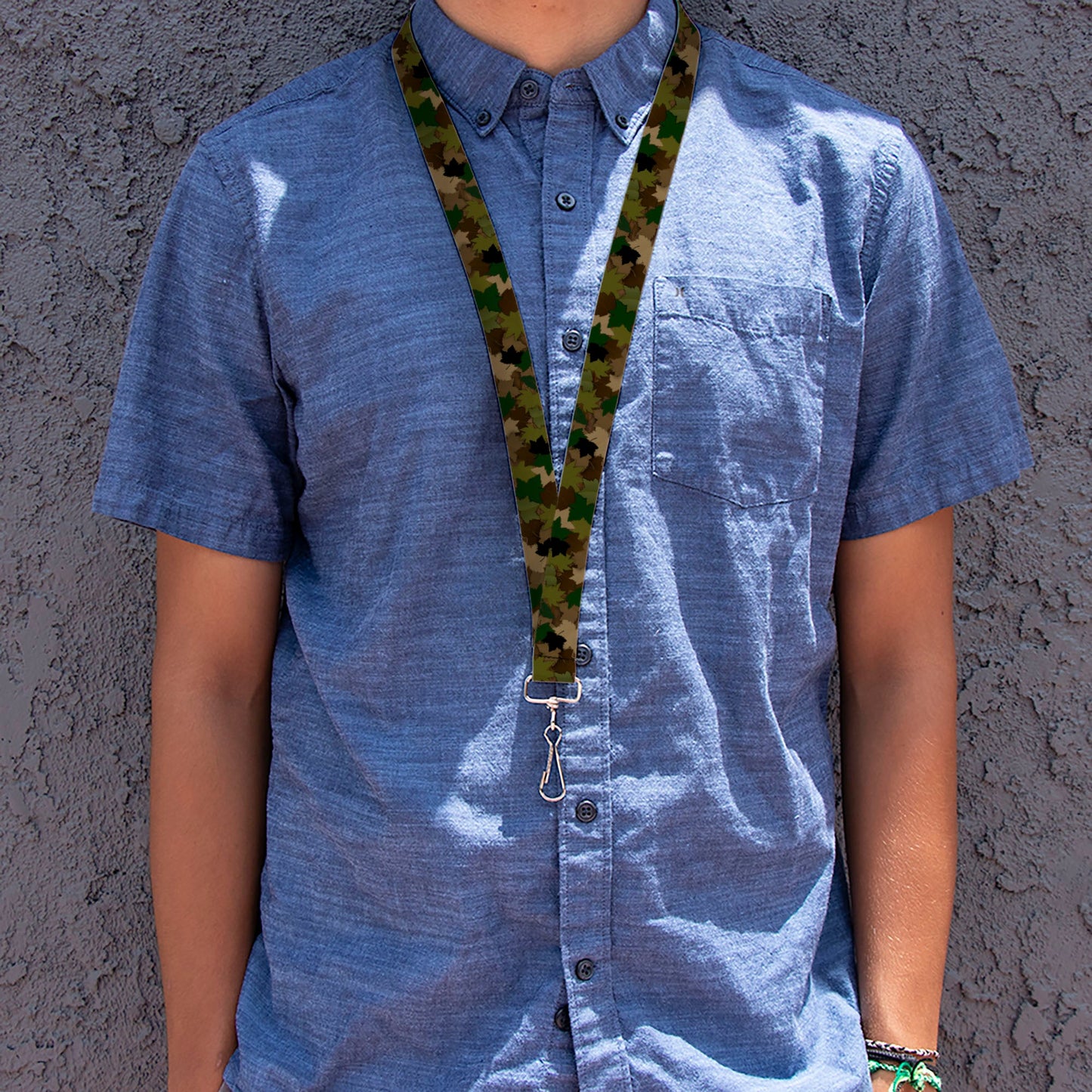 Lanyard - 1.0" - Leaf Camo Browns Greens Black