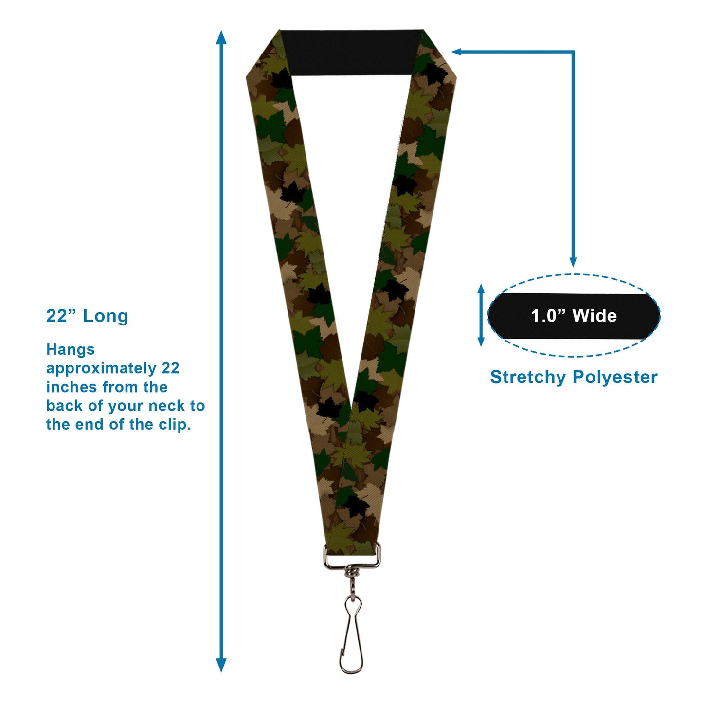 Lanyard - 1.0" - Leaf Camo Browns Greens Black