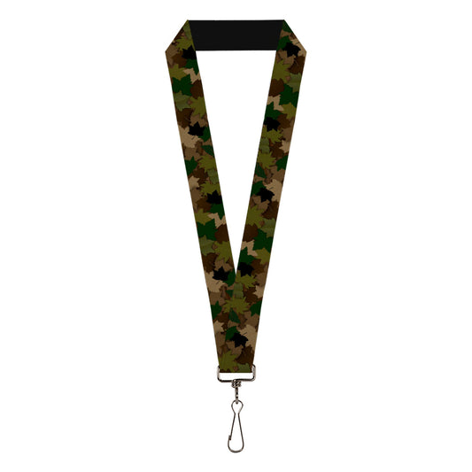 Lanyard - 1.0" - Leaf Camo Browns Greens Black