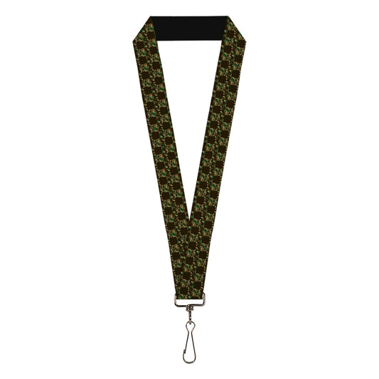 Lanyard - 1.0" - Top Skulls Black Camo Olive