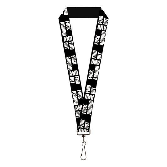 Lanyard - 1.0" - FAFO FUCK AROUND AND FIND OUT Bold Black White