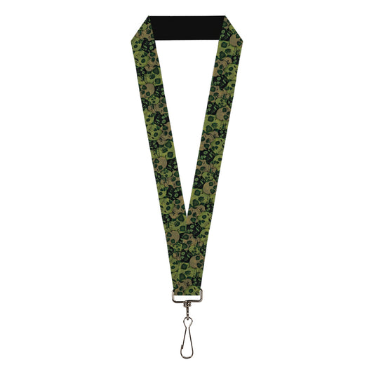 Lanyard - 1.0" - Camo Olive Black Skull Yard2