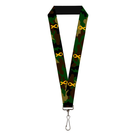 Lanyard - 1.0" - Support Our Troops Camo Olive Yellow Ribbon