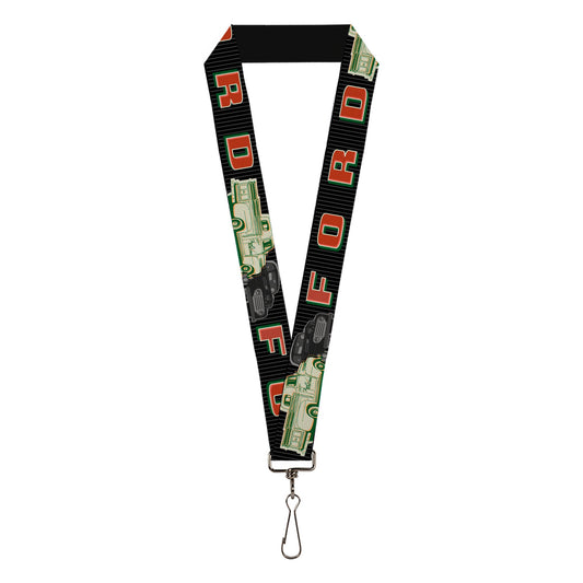 Lanyard - 1.0" - FORD Classic Ford Trucks Vertical Stripe Black Grays Green Red