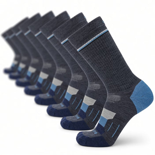 8 Pairs Lake - Hike Crew Lightweight Merino Wool Sock