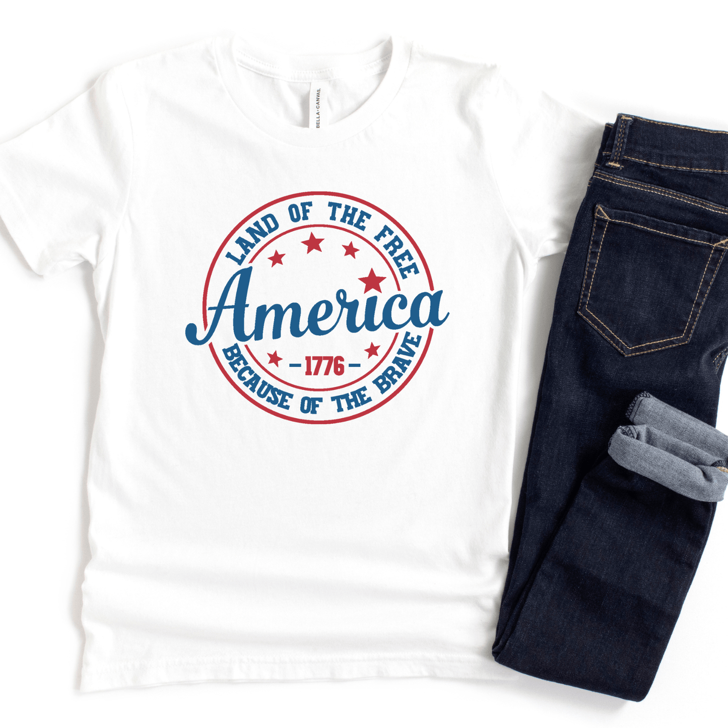 Land of the Free Because of the Brave Adult T-Shirt