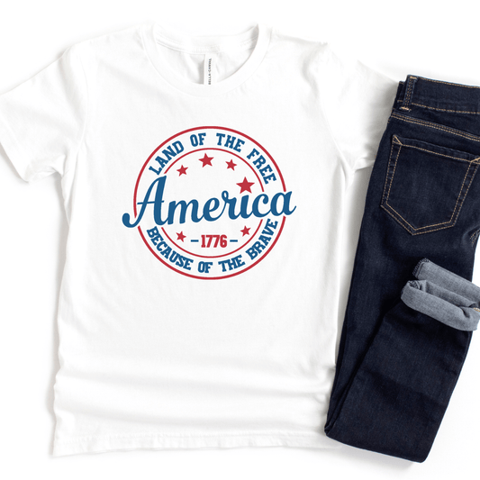 Land of the Free Because of the Brave Patriotic Kids T-Shirt