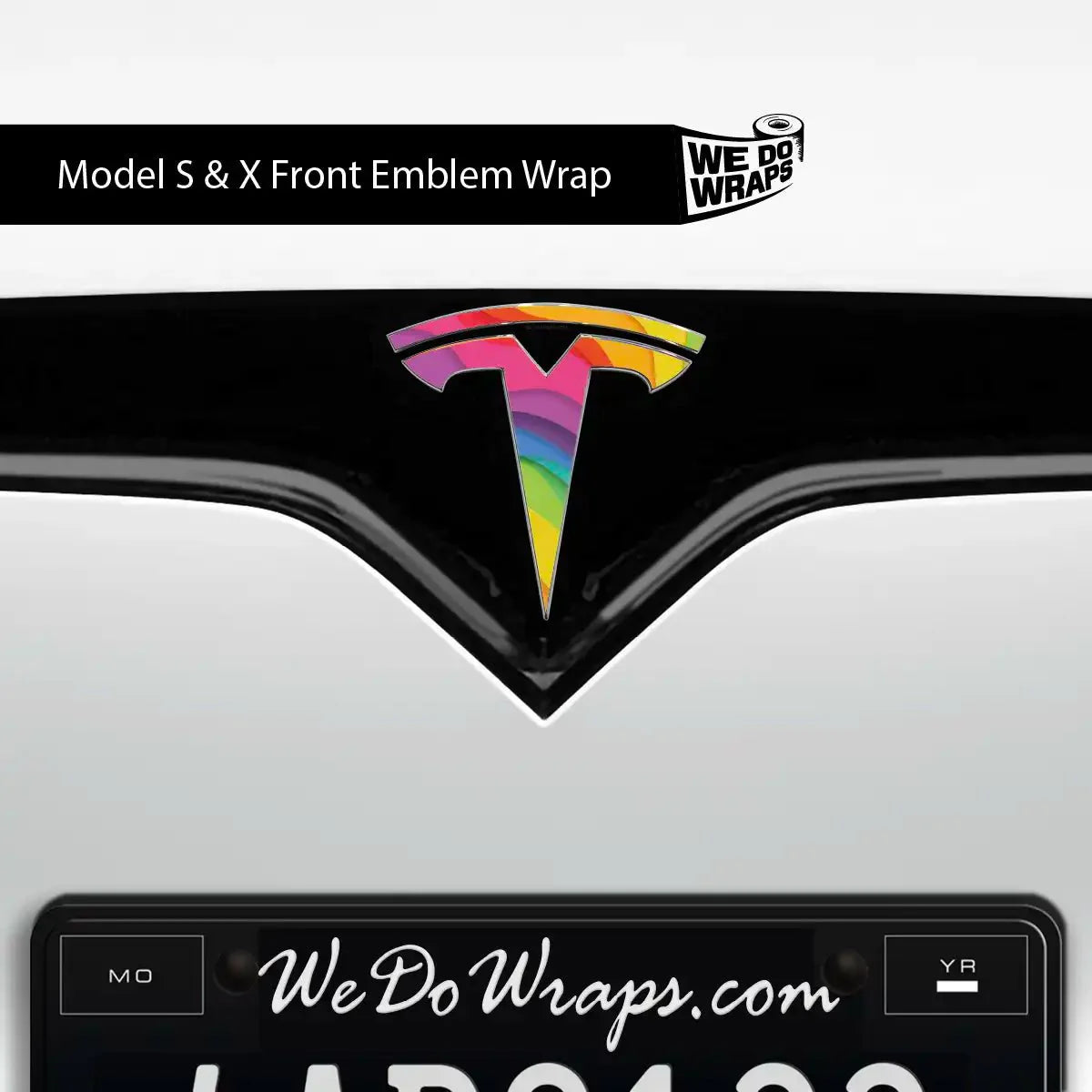 Layered Rainbow Tesla Emblem Decals (Front + Back) | Model S