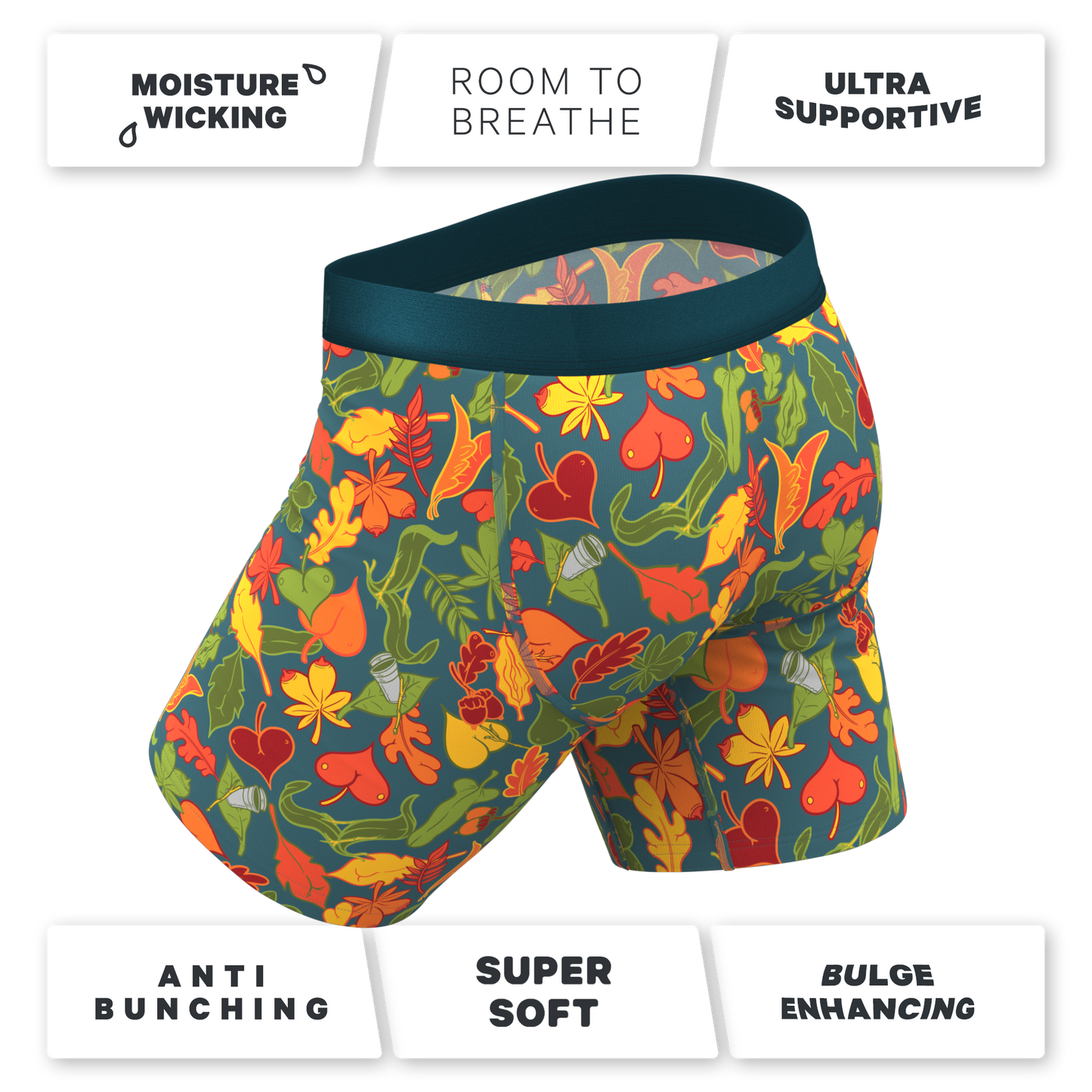 The Leaf Peeps | Naughty Leaves Long Leg Ball Hammock® Pouch Underwear With Fly