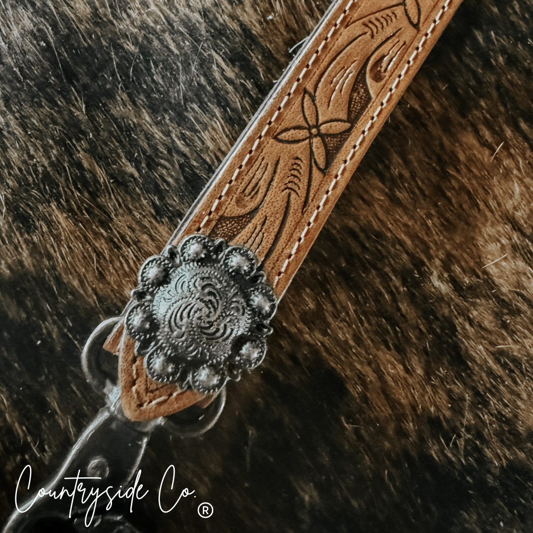 Tooled Leather Wristlet Keychain