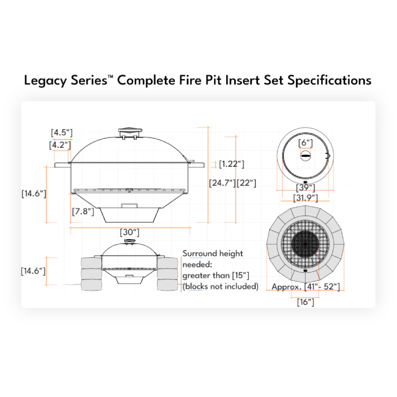 Legacy Series™ Complete Fire Pit Insert Set