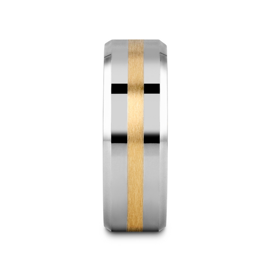 LEGIONAIRE Gold Inlaid Beveled Tungsten Ring - 6mm & 8mm