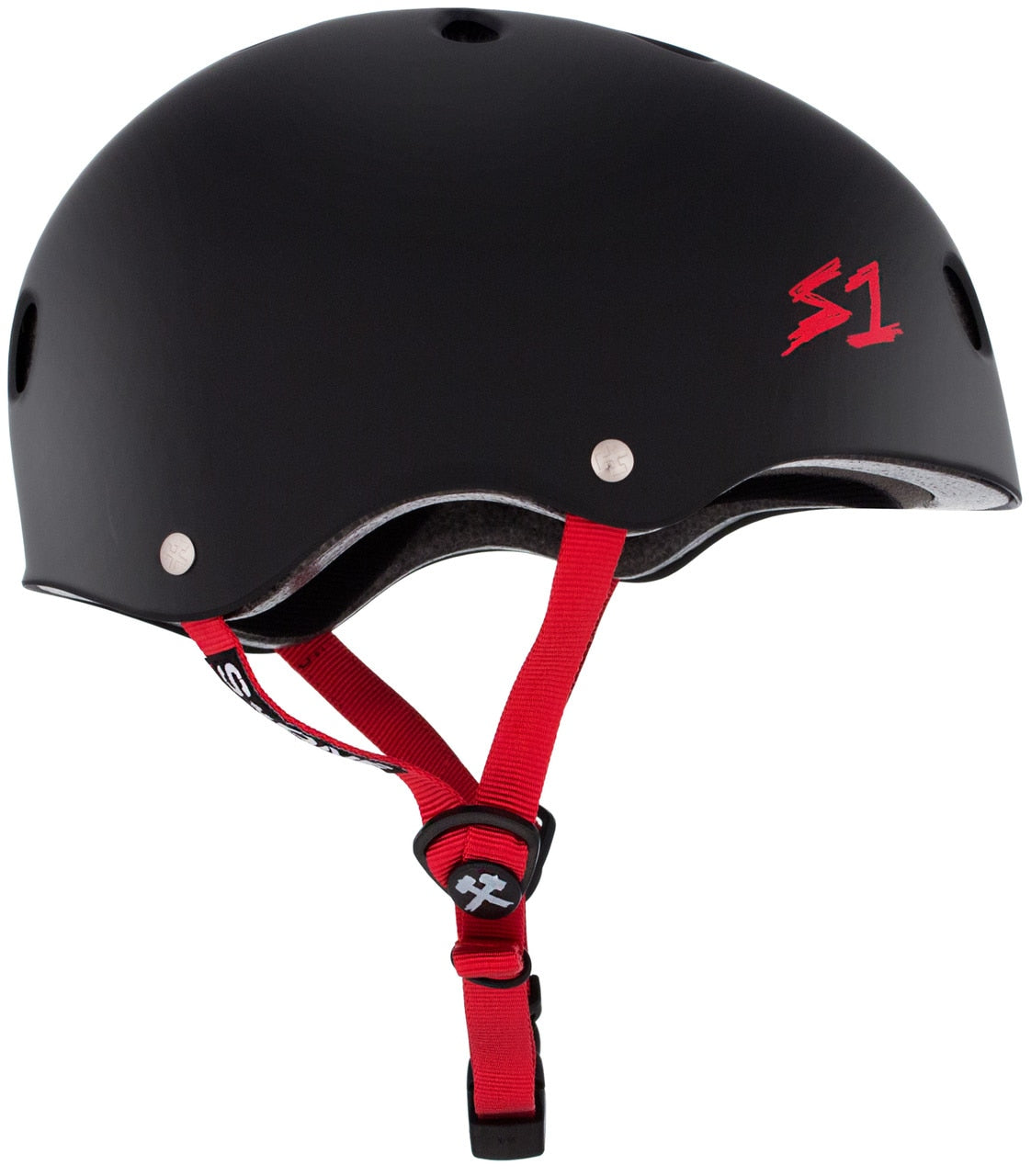 S1 Lifer Helmet - Black Matte/Red Straps