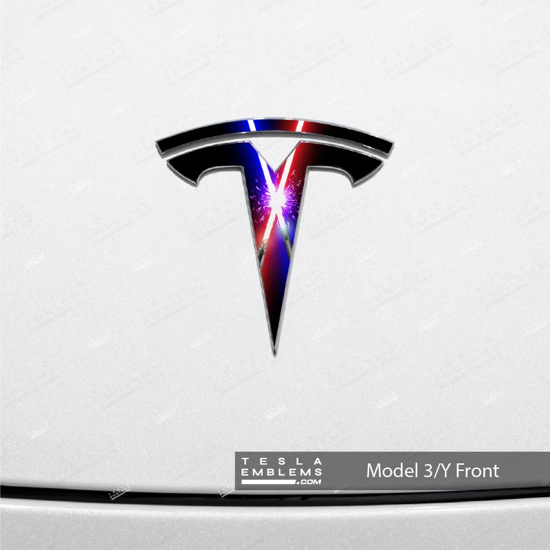 Lightsaber Clash Tesla Emblem Decals (Front + Back) | Model Y