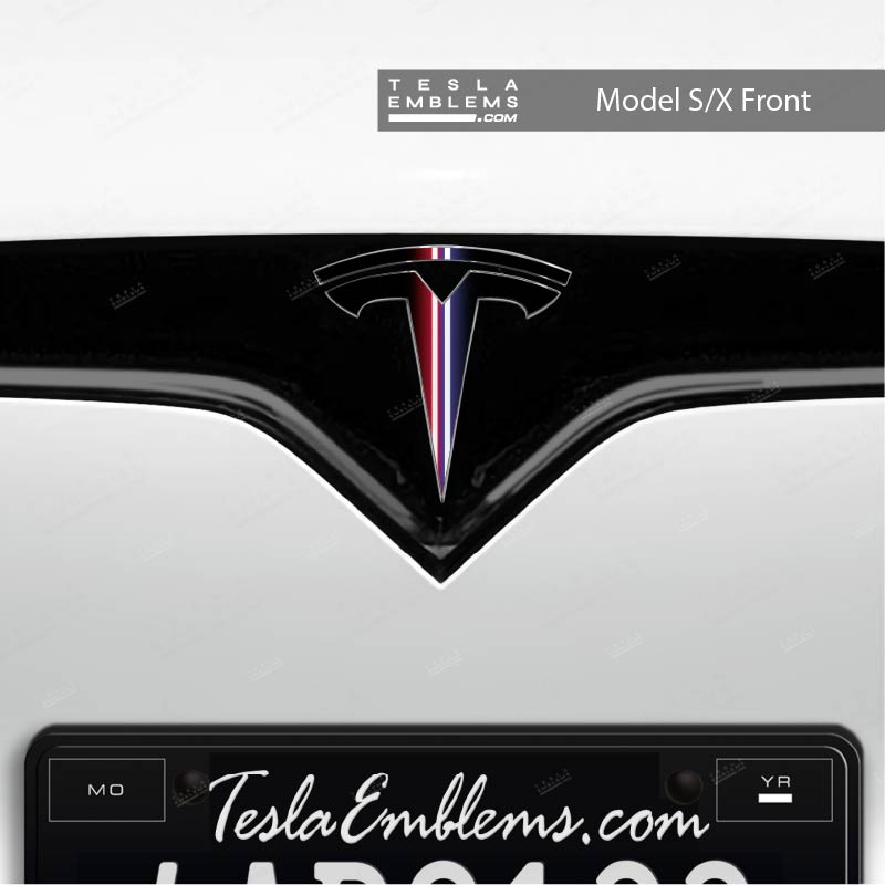 Side by Side Lightsaber Tesla Emblem Decals (Front + Back) | Model S