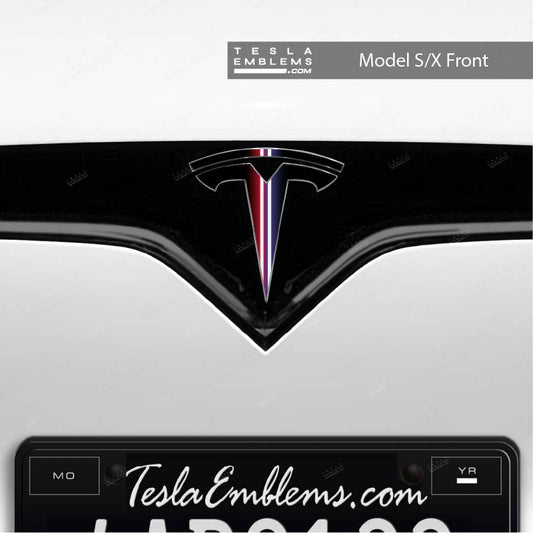 Side by Side Lightsaber Tesla Emblem Decals (Front + Back) | Model S