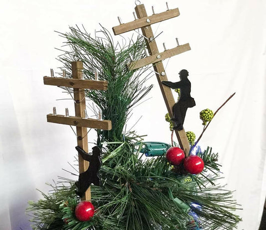 LINEMAN ORNAMENT | Power Pole w/ Optional Silhouette