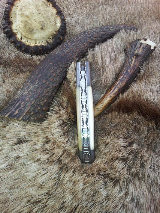 Everyday Carry Damascus Steel Folding Pocket Knife with Bone Handle – The Ivory Edge