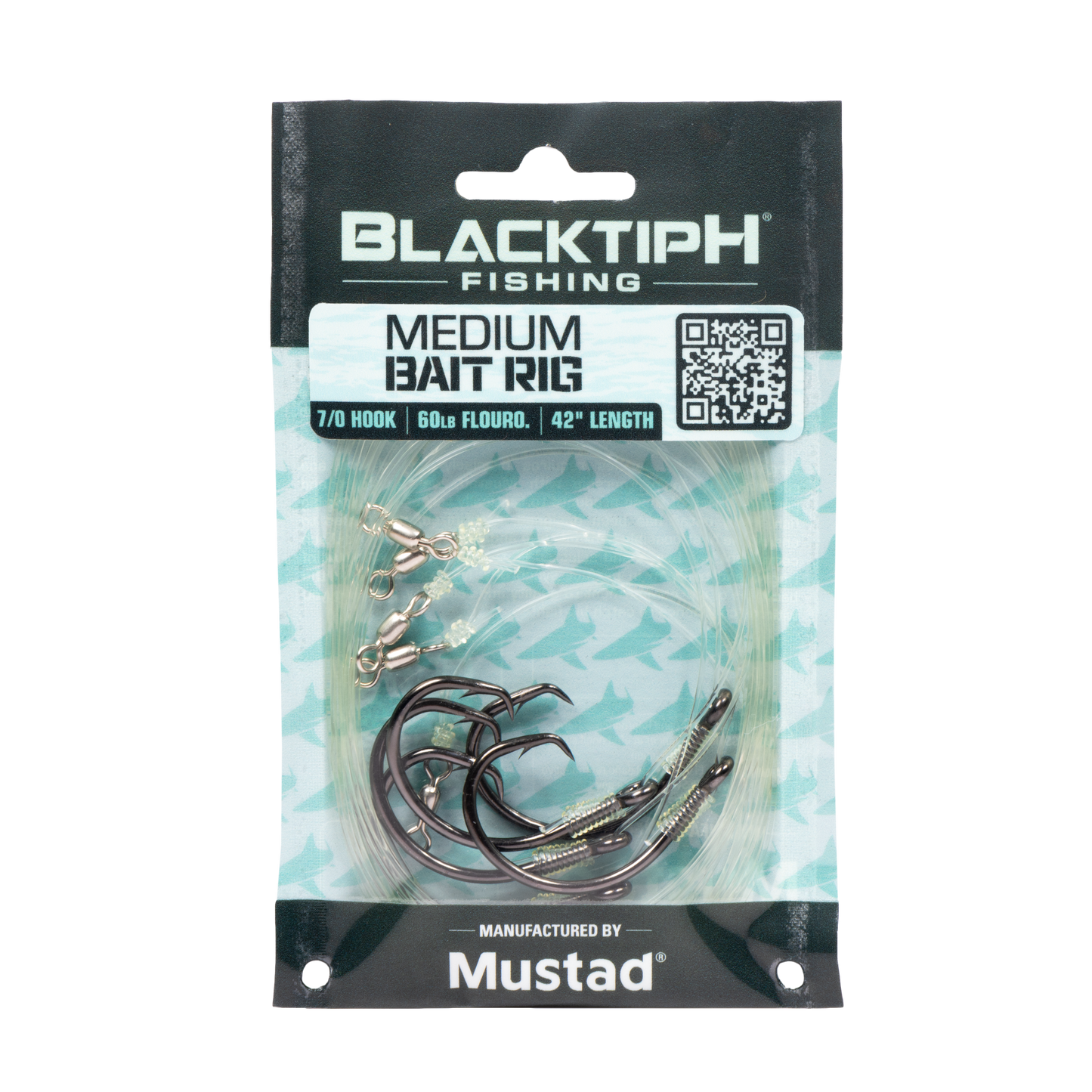 BlacktipH Mustad Live Bait Rigs with 7/0 Black Nickel Circle Hook and Premium Rosco Swivel - Medium 5 Pack