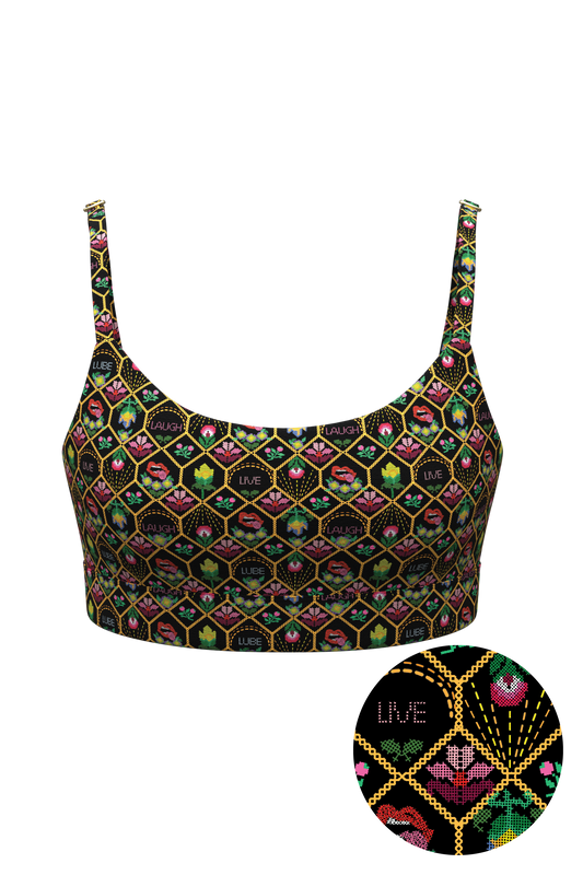 The Live Laugh Lube | Western Floral Pattern Boob Hammock™ Scoop Bralette