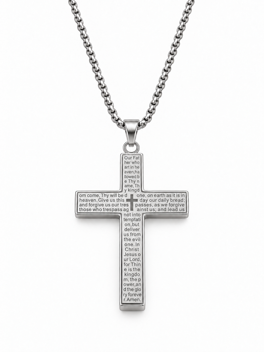 Lord's Prayer Cross Pendant Necklace