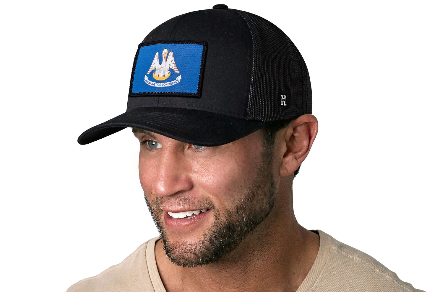 Louisiana Flag Trucker Hat  |  Black Louisiana Flag Snapback