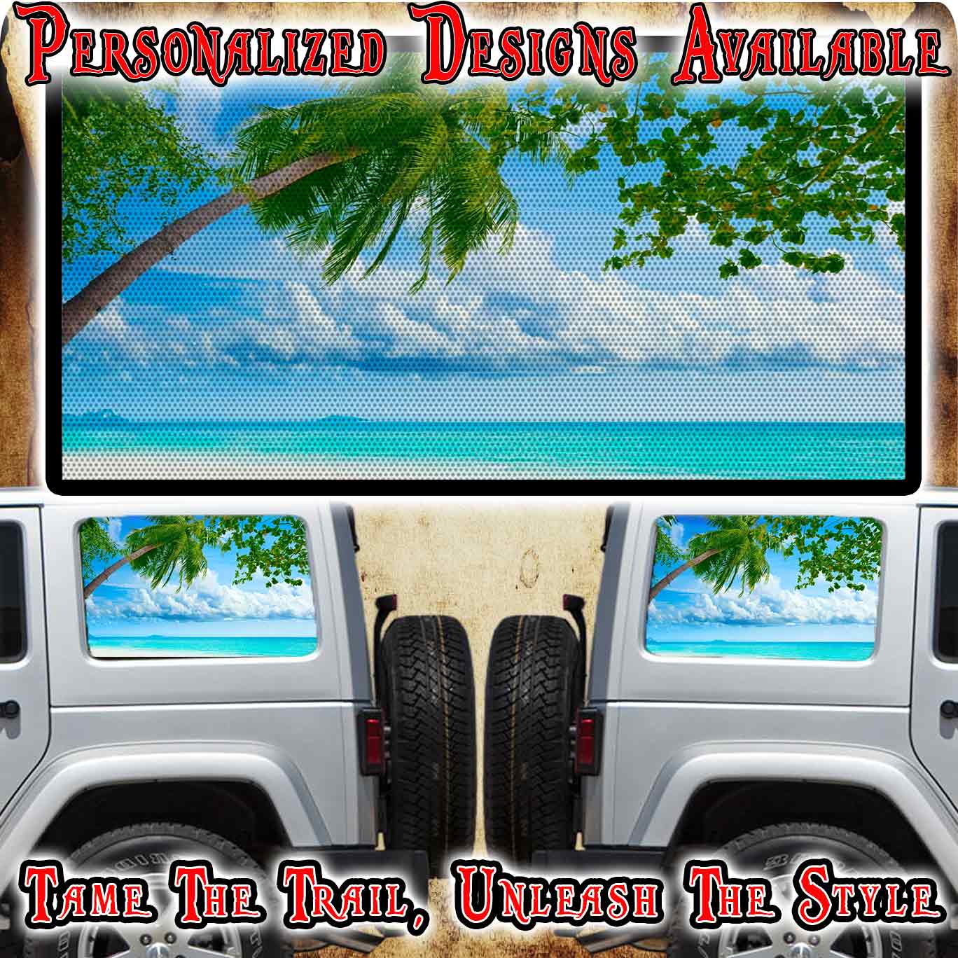 Beach Rear quarter window see through graphic.