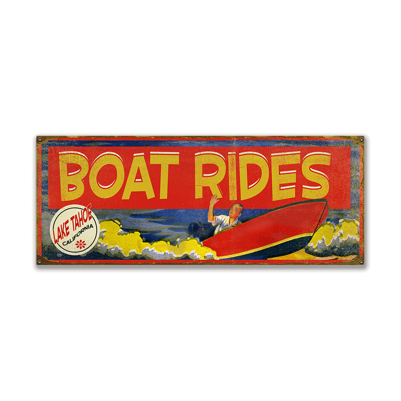 Retro Boat Rides - Wood & Metal Wall Art