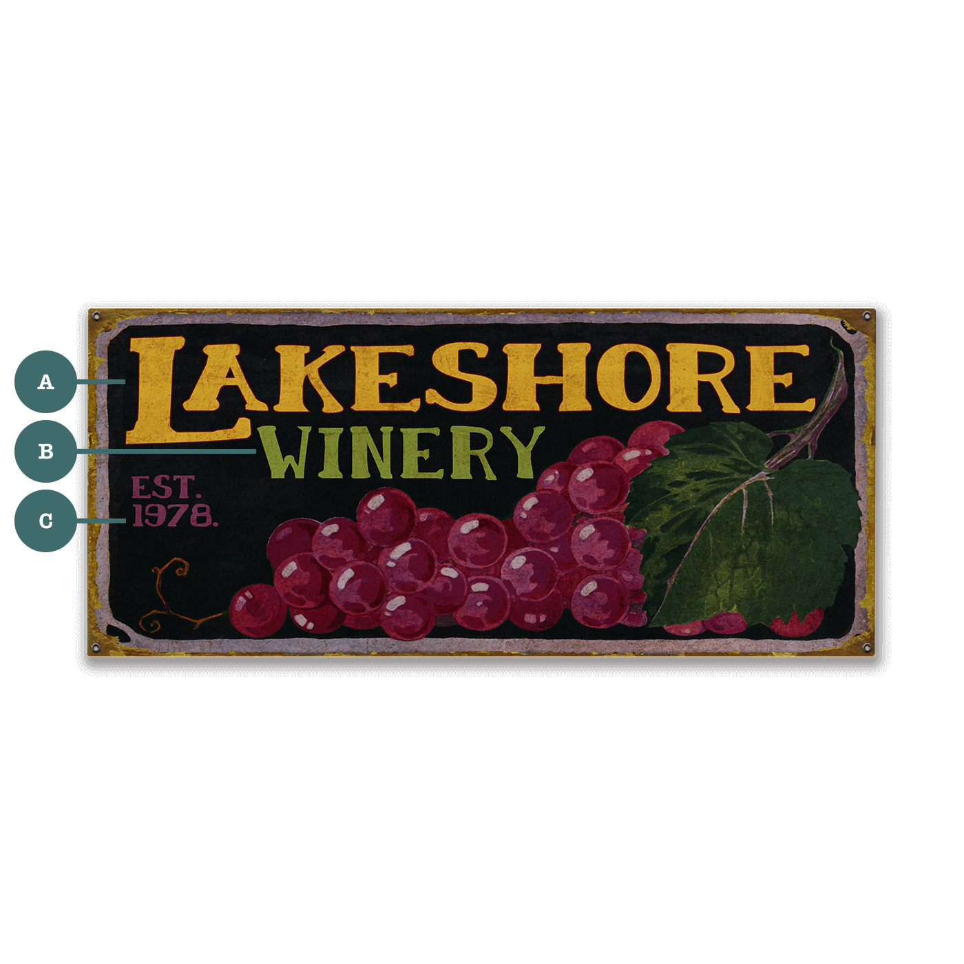 Lakeshore Winery - Wood & Metal Wall Art