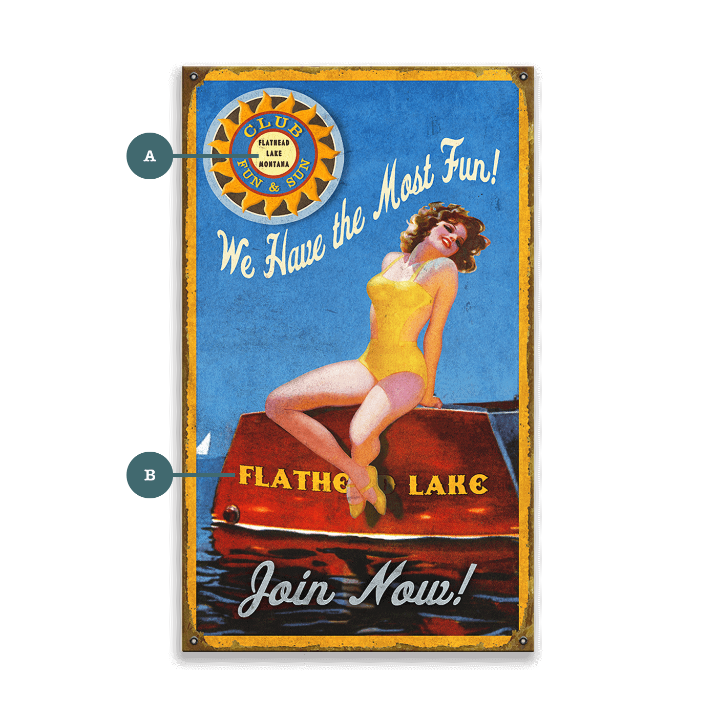 Club Fun & Sun - Wood & Metal Wall Art