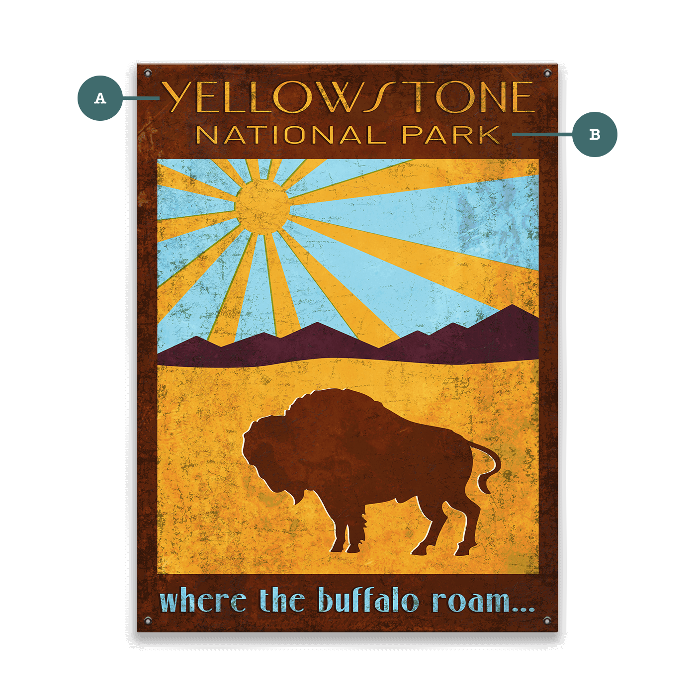 Where the Buffalo Roam - Wood & Metal Wall Art