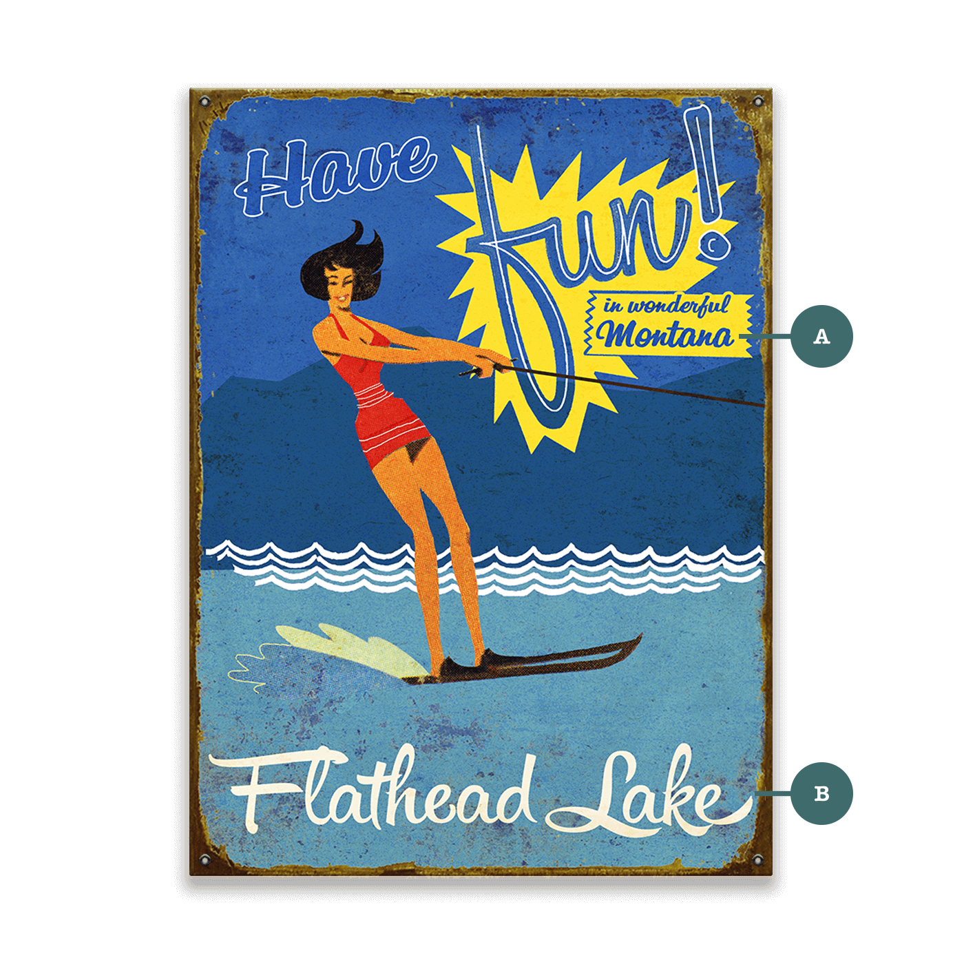 Have Fun in Wonderful Montana - Wood & Metal Wall Art