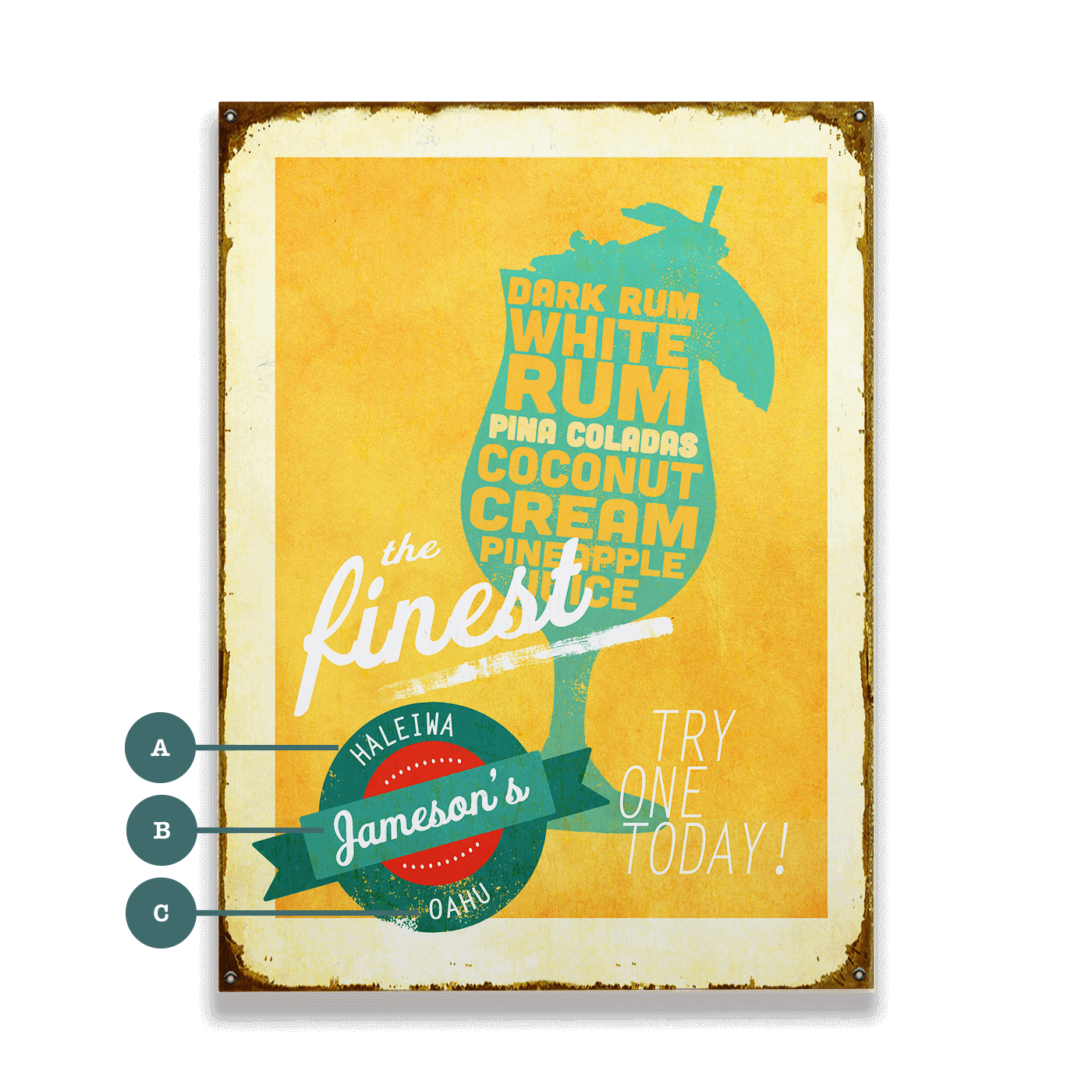 The Finest Pina Coladas - Wood & Metal Wall Art