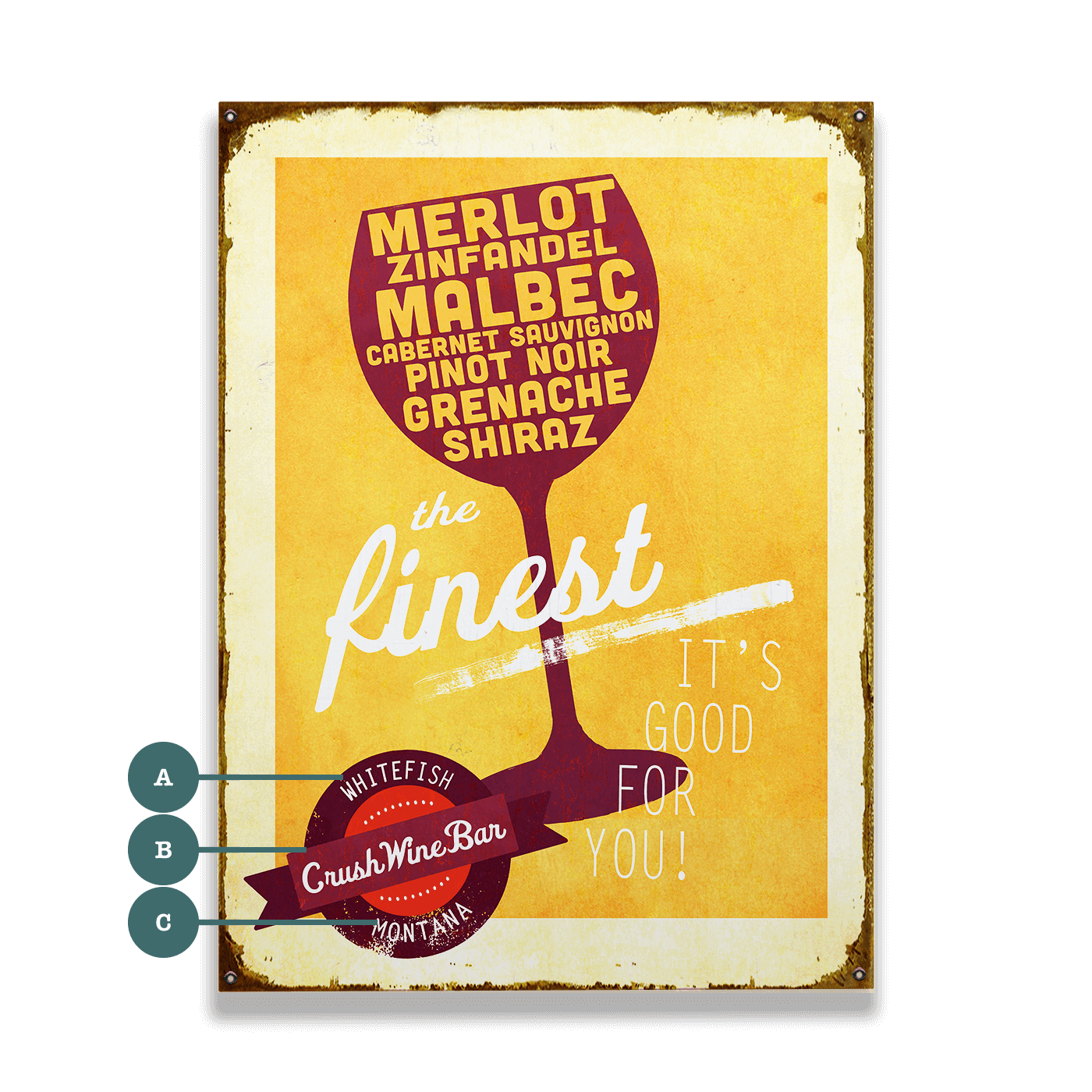 The Finest Red Wines - Wood & Metal Wall Art