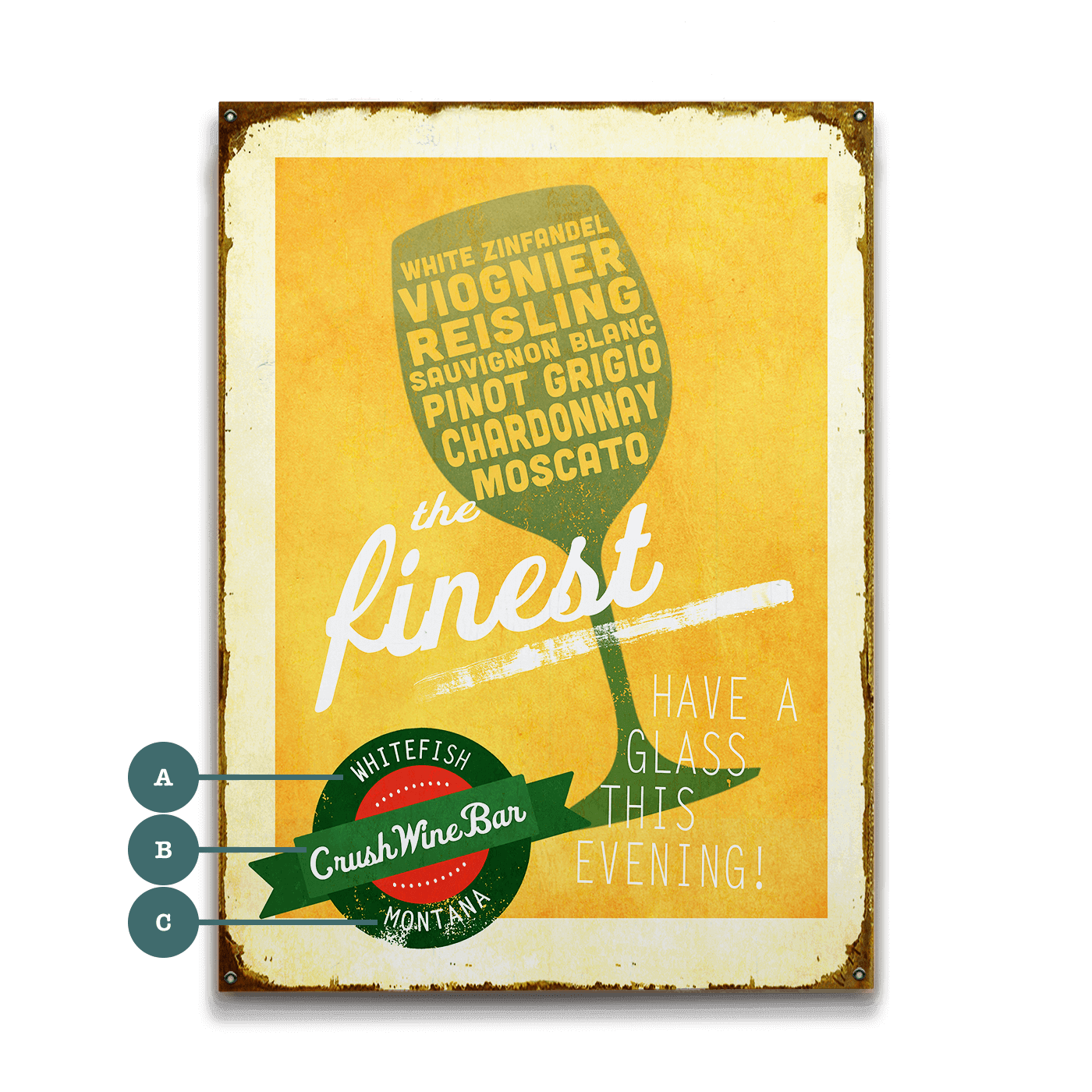 The Finest White Wines - Wood & Metal Wall Art