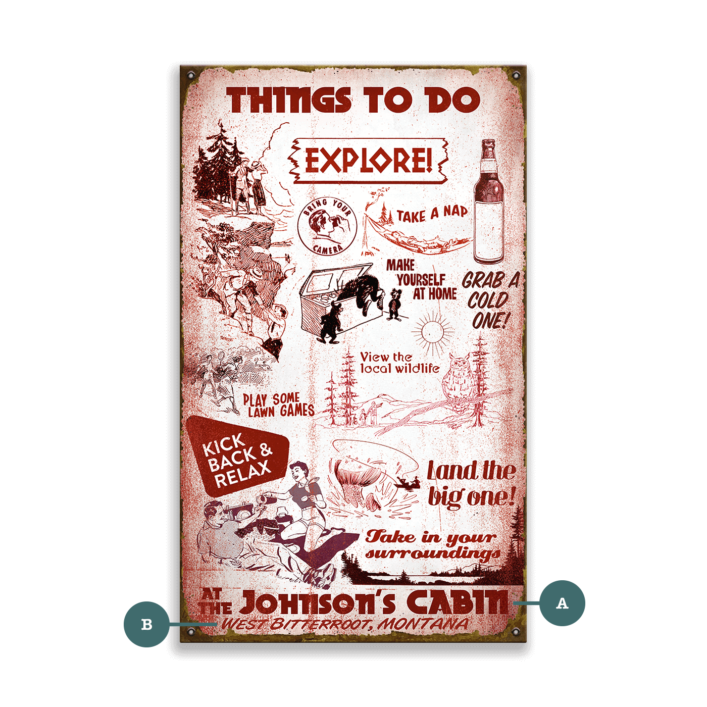 Things to do at the Cabin - Wood & Metal Wall Art