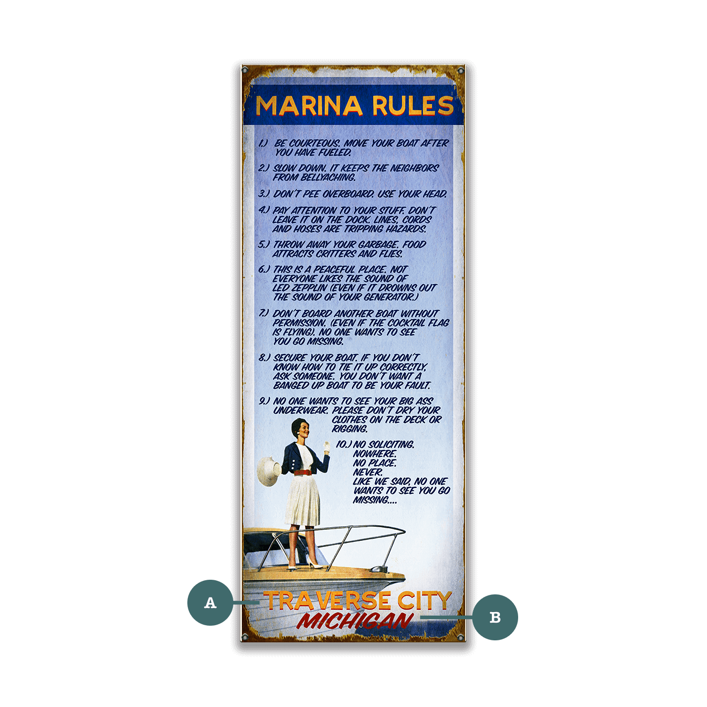 Marina Rules - Wood & Metal Wall Art
